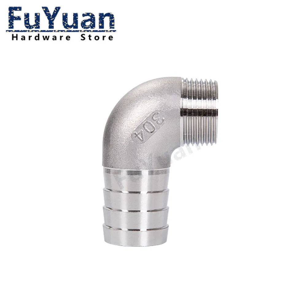 304 Stainless Steel Elbow Pipe Fitting 8mm -32mm Hose Barb x 1/4