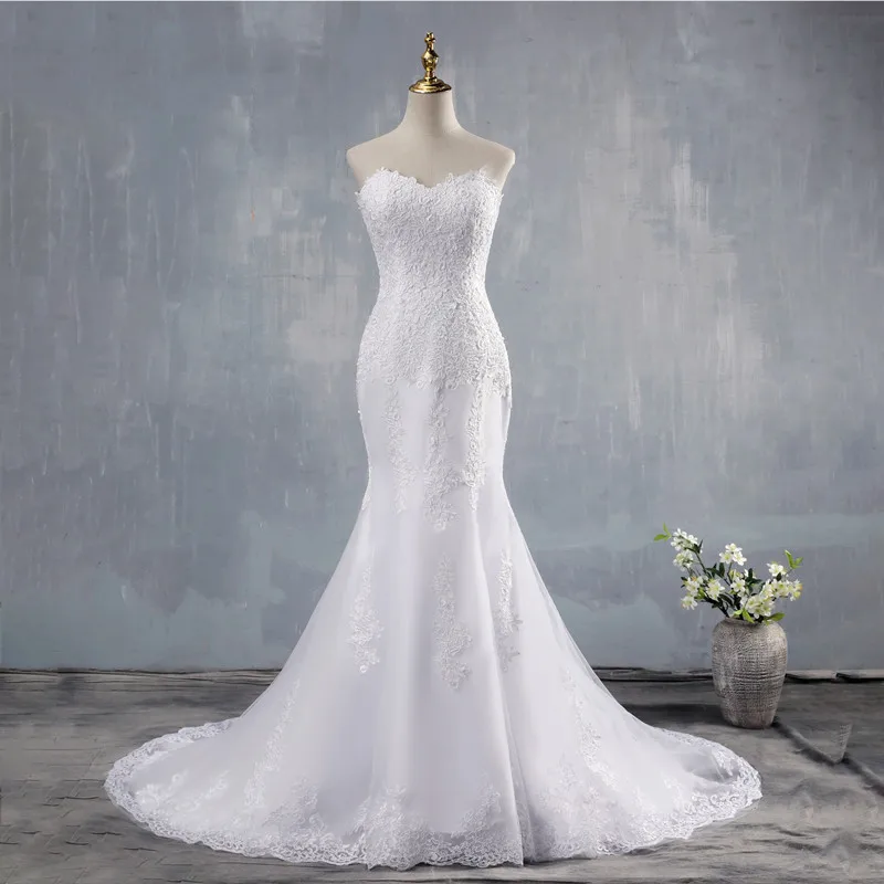 ZJ9034 Abito da sposa a sirena 2025 personalizzato con cinturino staccabile Abito formale con strascico Taglie forti