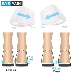 1Pair Gel Orthopedic Insoles Shoe Inserts Medial & Lateral Heel Wedge Lift Silicone Pads Corrective O/X Type Leg for Women Men