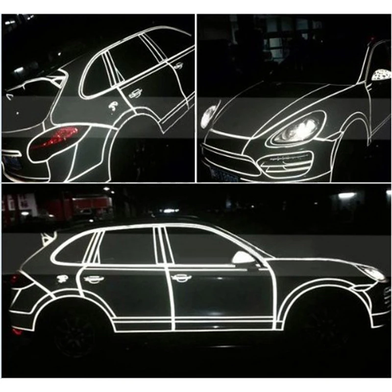 Car Reflective Tape Sticker Safety Mark Waterproof Warning Tape Strip Reflector Protective Sticker Reflective Film