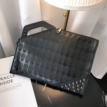 Schädel Muster Kupplung Männer Street Fashion männer Clutch Tasche Hohe Kapazität Umhängetasche Umhängetasche Mann Handtaschen Umschlag Kupplung Tasche