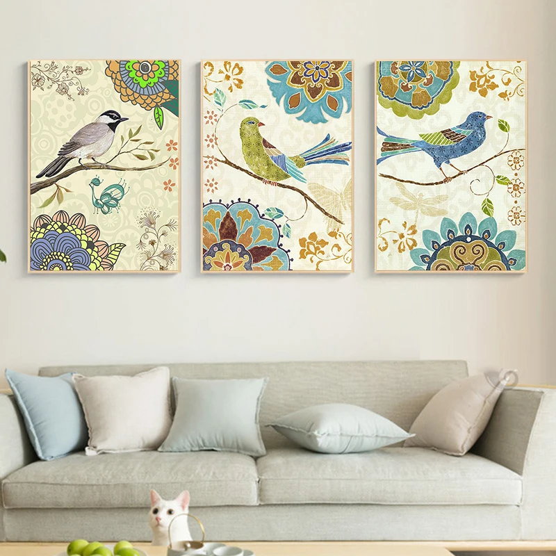 

GATYZTORY 3pc/Set DIY Painting By Numbers Flower And Bird Animal Paint By Numbers For Adults Home Wall Art Picture Art