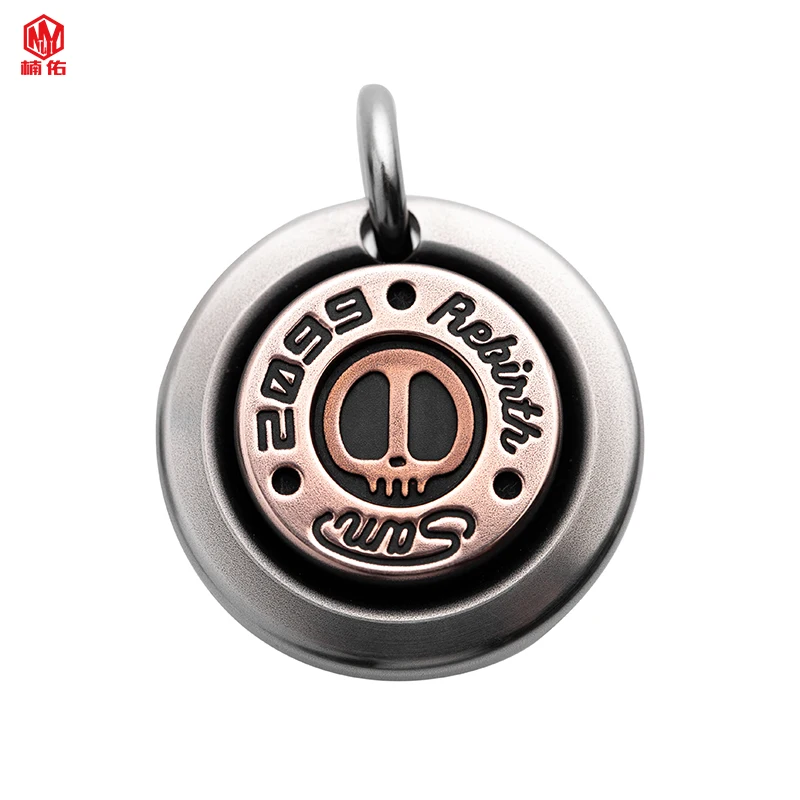 1PC Zirconium Alloy Pendant Necklace EDC Dog Tag Pendant Keychain DIY Metal Tide Brand Male Ornament