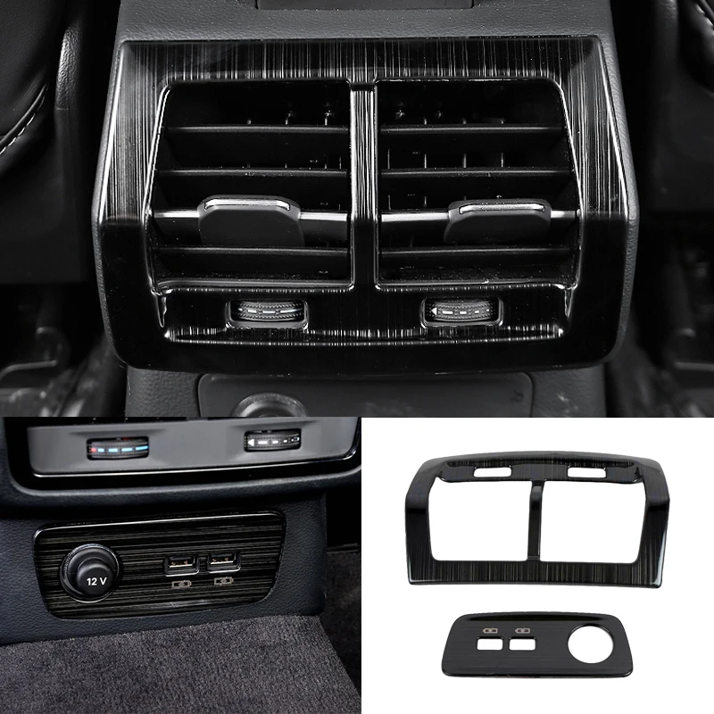 For Audi Q3 F3 2019 2020 Accesorios Car armrest Box Rear Air Conditioner Outlet Frame Cover Trim Interior Mouldings USB Panel