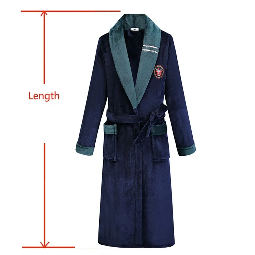 Plus Size 3XL 4XL Men Flannel Robe Sleepwear Thick Warm Long Bathrobe Nightgown Winter Coral Fleece Casual Nightwear Home Wear