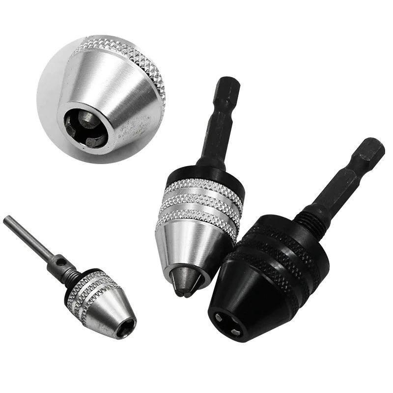 Hex wiertła bity Adapter Keyless uchwyt wału zacisk 0.3-8mm wał silnika elektrycznego Mini uchwyt wiertarski uchwyt 1/4 ''Hex Shank uchwyt wiertarski