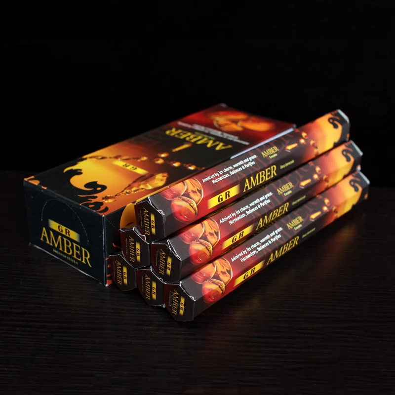 India Incense Amber Aroma Incense Stick Original Imported Big Box Air Clean Fragrance Incense Home Decor