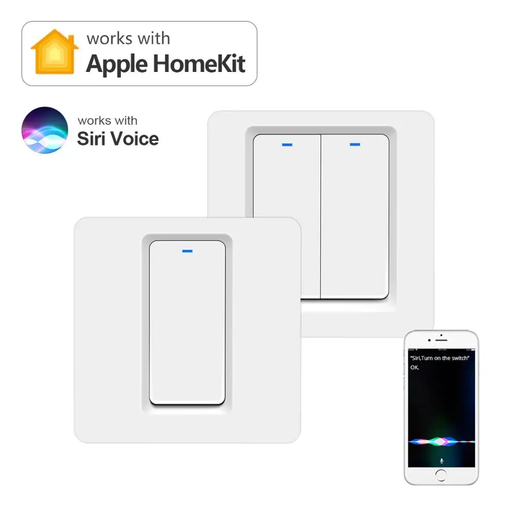 Interruptor de lámpara inteligente para el hogar, dispositivo inalámbrico de pared con WiFi, Control por voz Siri, Homekit para Apple, 1/2/4 Uds.