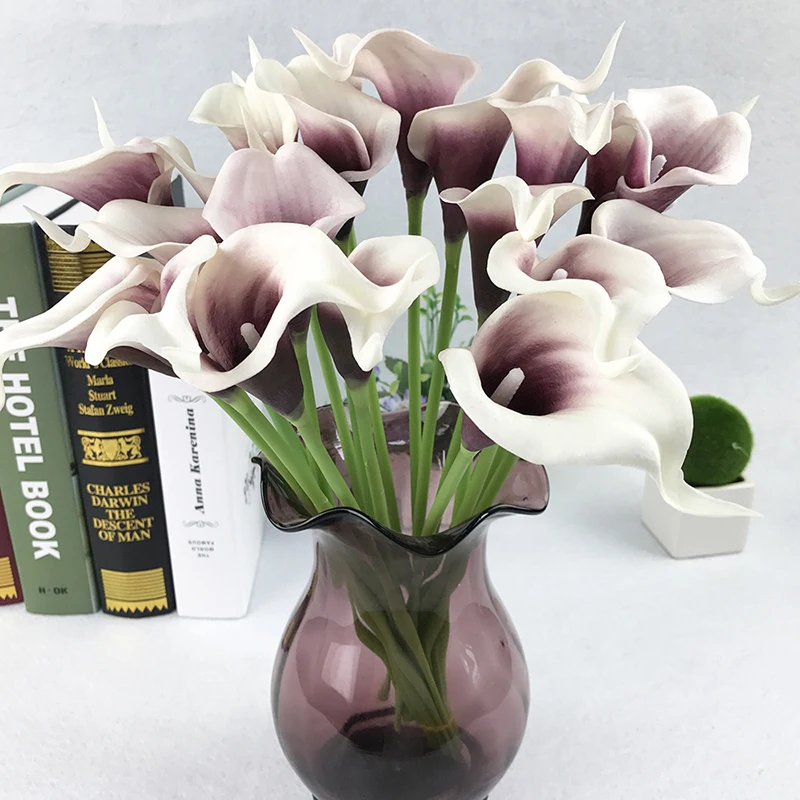 1pcs Mini Real Touch Calla Lily Artificial Flowers Calla Lily Bouquet For Wedding Bridal Home Office Decoration Fake Pu Flower