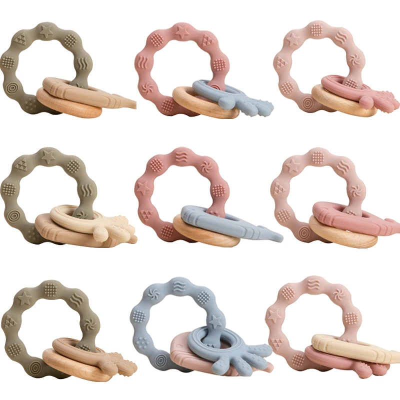 New Candy Color Baby Teething Bracelets Food Grade Silicone Baby Teether Bracelet Ring Baby Rattle Stroller Accessories Toys