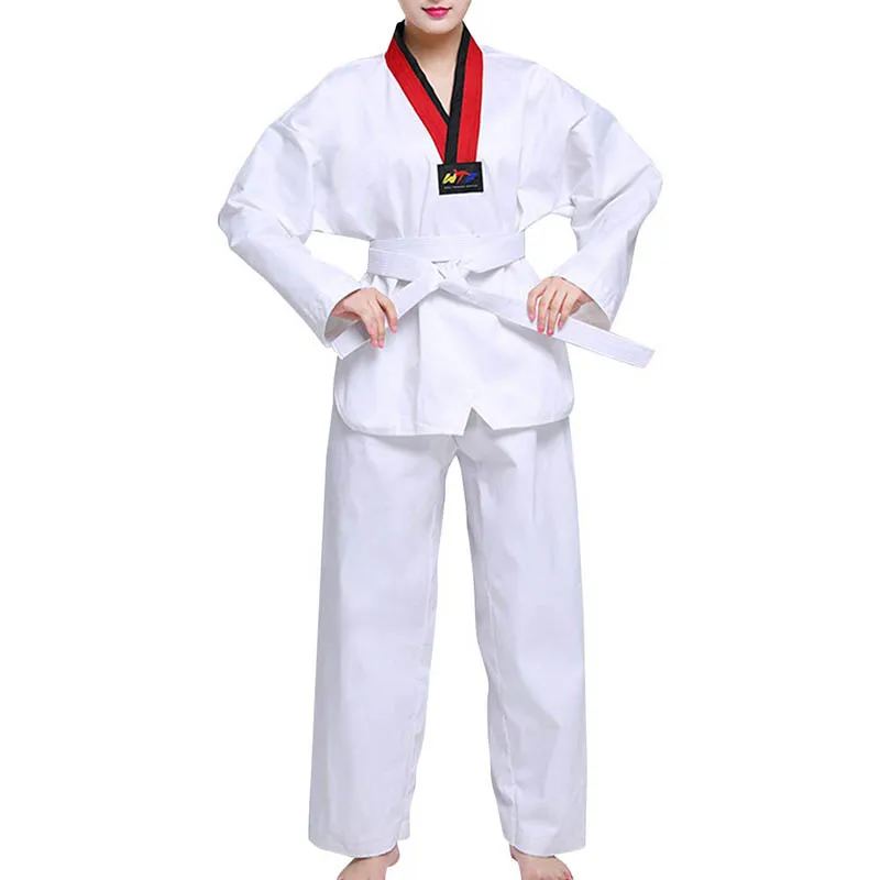 Unisex Taekwondo Clothing Adult Children Kids Karate Suit Martial Arts Training Sets Kung Fu Uniform For Women Men White Belt