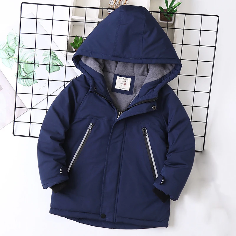 IYEAL Kids Boys Winter Coat Children Zipper Clothing Long Sleeve Hooded Windproof  Jackets Warm Coats Clothes For 4-12 Years