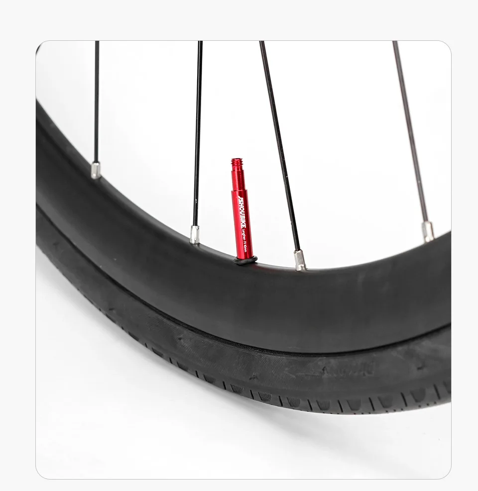 JSHOU BIKE Französische Ventilverlängerungskappen Kernadapter ROT und SCHWARZ Legierungsschaft 40 60 80 100 120 mm mit Legierungskappe und Werkzeug – Detail 11