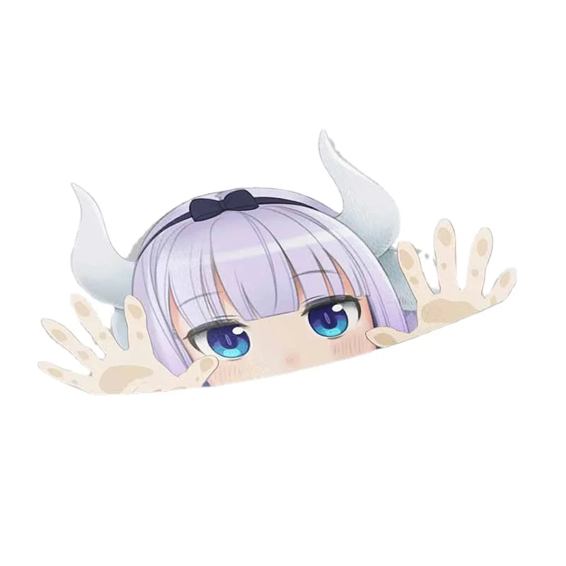 Miss Kobayashi Dragon Maid Kanna Kamui Peek Anime Big Head Vinyl Car Sticker JDM Waterproof PVC Window Windshield Accessories