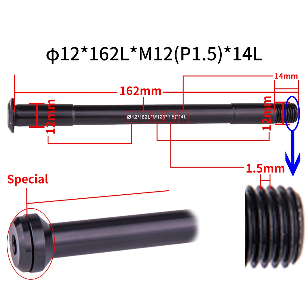 ZTTO MTB Thru Axle Road Bike Shaft Front Rear Skewers Cap 12mm 15mm Wheel Axis Hub X-12 Nut 15x100 12x142 12x100 12x148 15x110