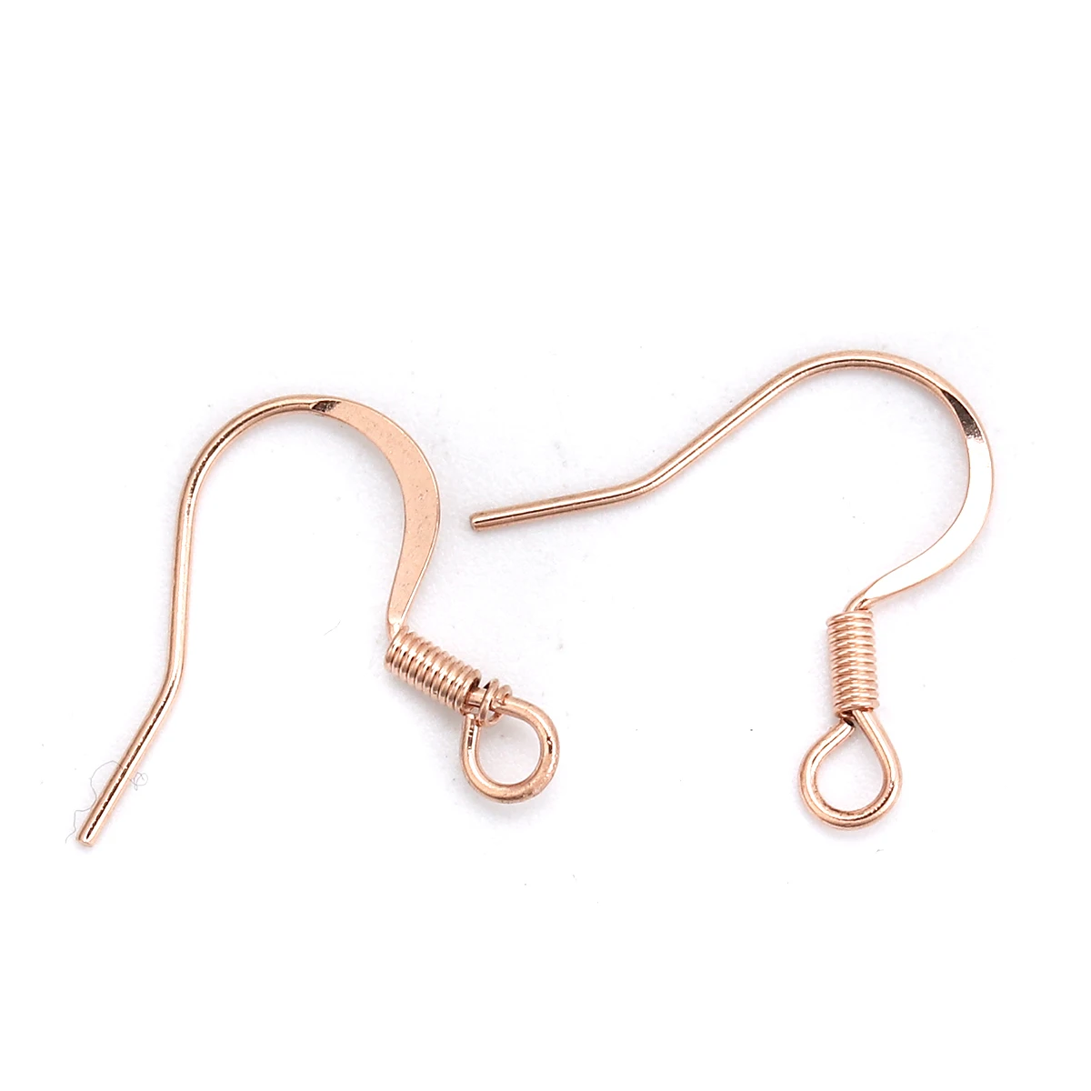 10 PCs 316 Stainless Steel Ear Wire Hooks Earring Findings Light Rose Gold W/ Loop 18mm x 17mm  Post/ Wire Size: (21 gauge)