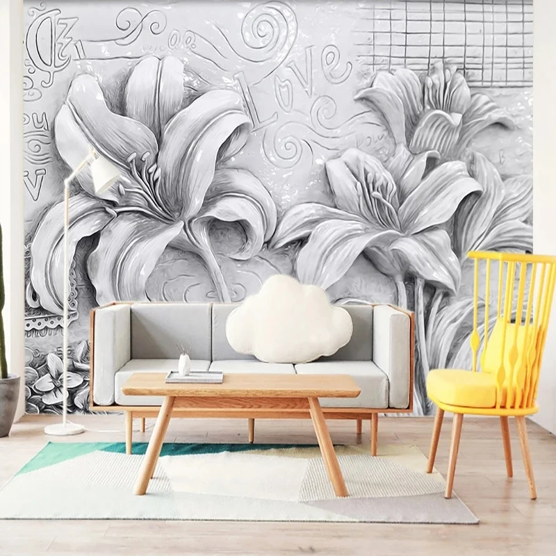 

Custom Nordic Modern Beautiful Flowers Wall Cloth Wallpaper Mural Living Room Sofa Background Wall Home Decor Papel De Parede 3D