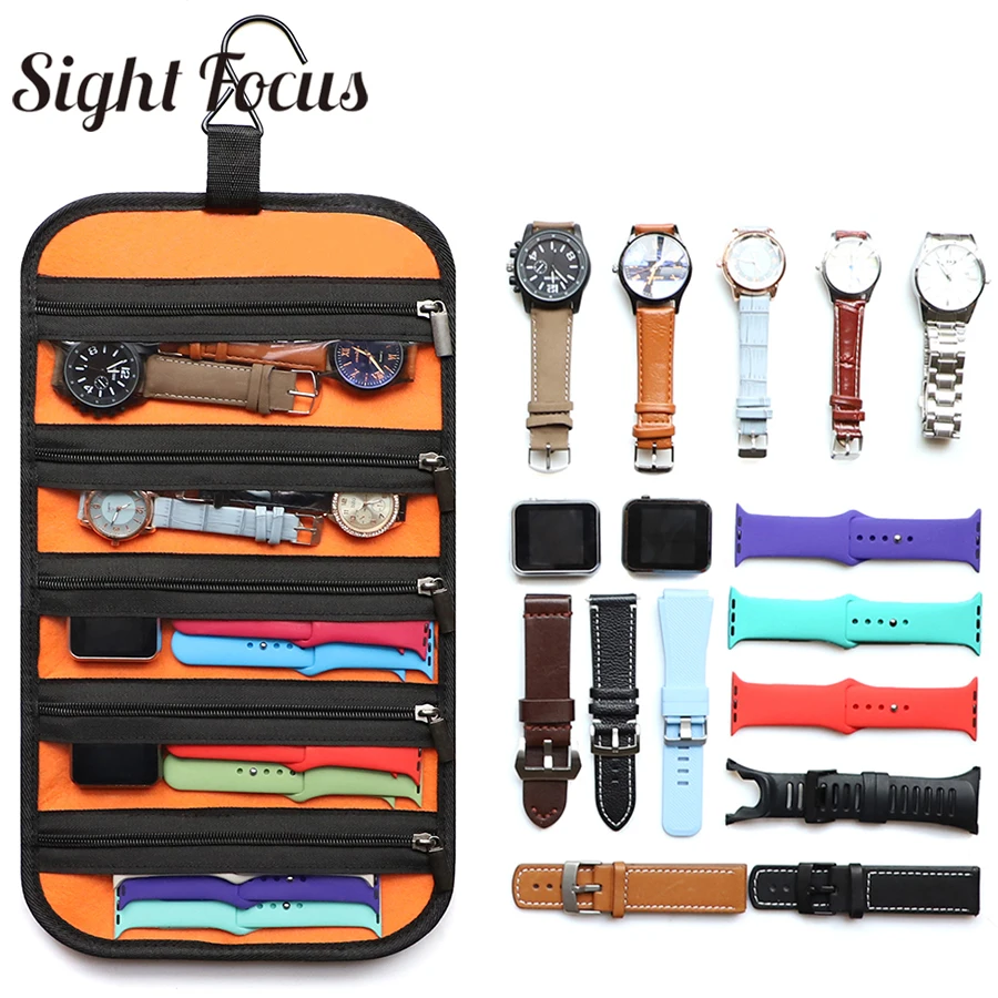 Travel Hanging Watch Organizer Watch Band Box Watch Strap Organizer for Apple Watch Case Watch Box Pouch Watch Band Storage Bag