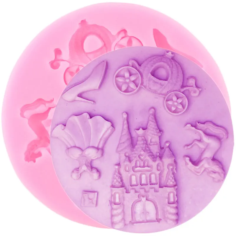 DIY Fairy Princess Dress Castle Shoes Horse Pumpkin Car Silicone Mold Fondant Cake Decorating Tools Candy Clay Chocolate Moulds