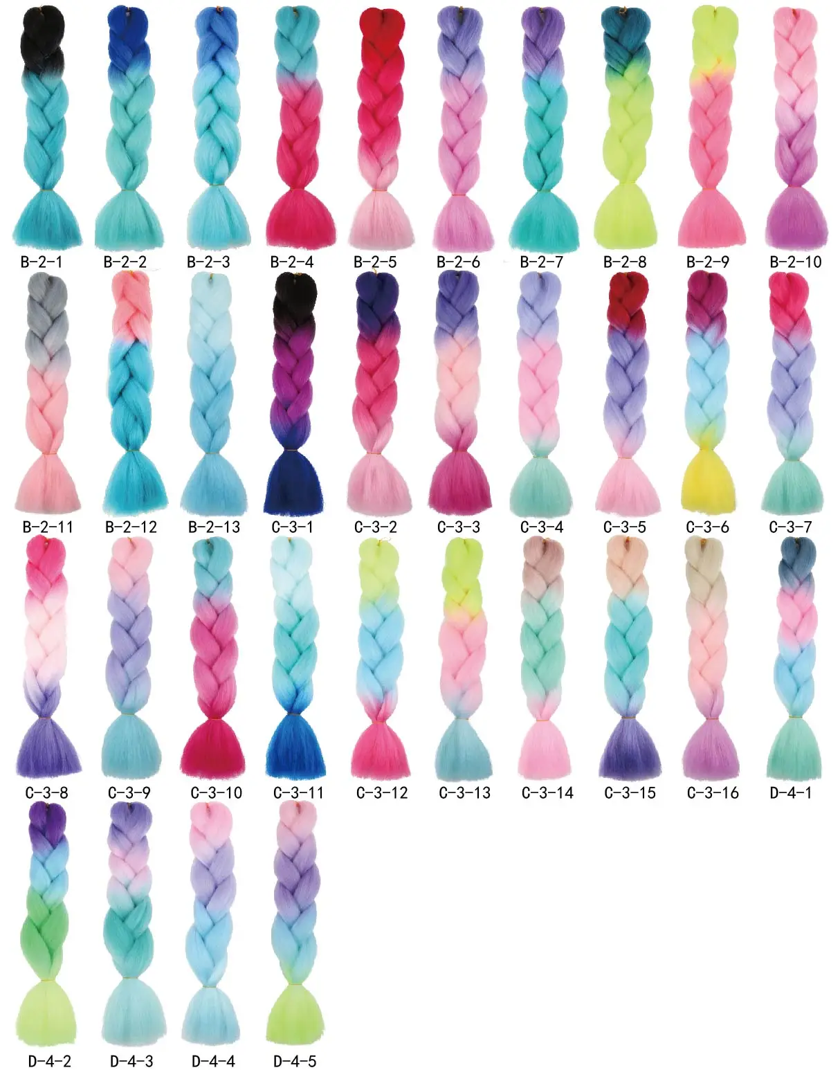 Extensões sintéticas do cabelo da trança, cores do balayage do ombre, tranças jumbo, 2 3 4 tom, 24 ", 60cm, luxo