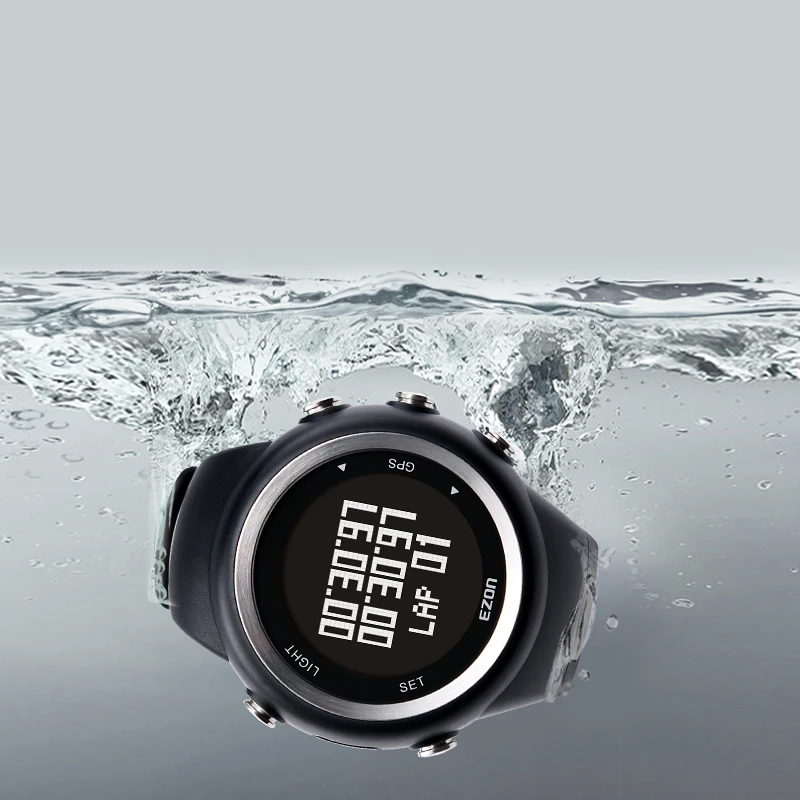 Men\'s Digital Sport Wristwatch GPS Running Watch With Speed Pace Distance Calorie Burning Stopwatch 50M Waterproof EZON T031