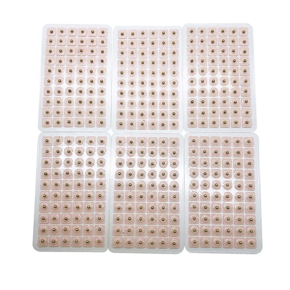 600 Pcs Gold-plated 800 Gauss Magnetic Beads Pellets Ear Points Stickers Acupuncture Relaxation Massage Probe Weight Loss Slim