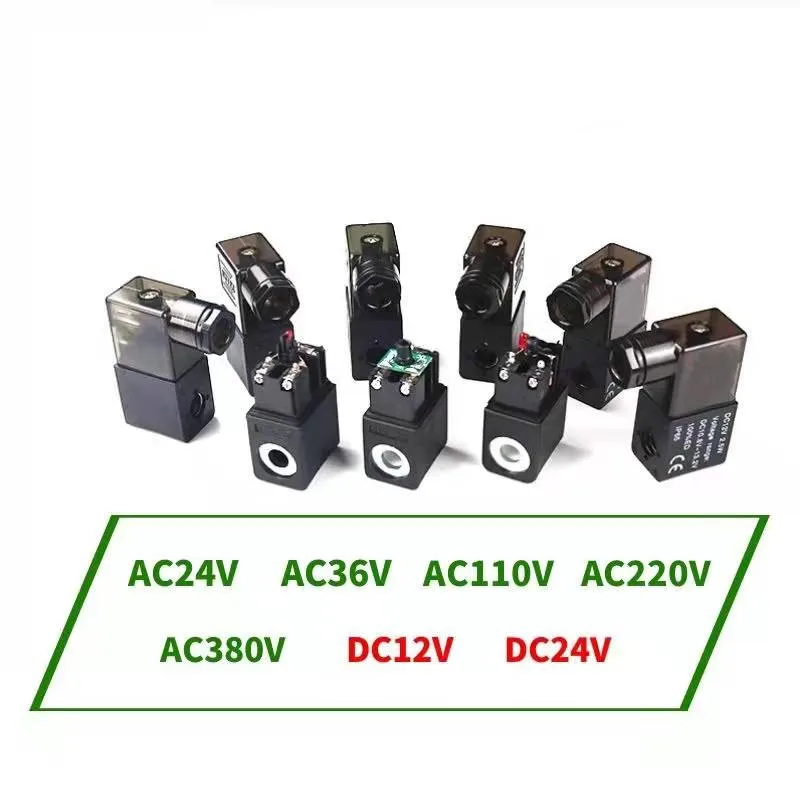 Pneumatic Air Solenoid Valve Coil Black DC12V DC24V AC36V AC110V AC220V AC380V