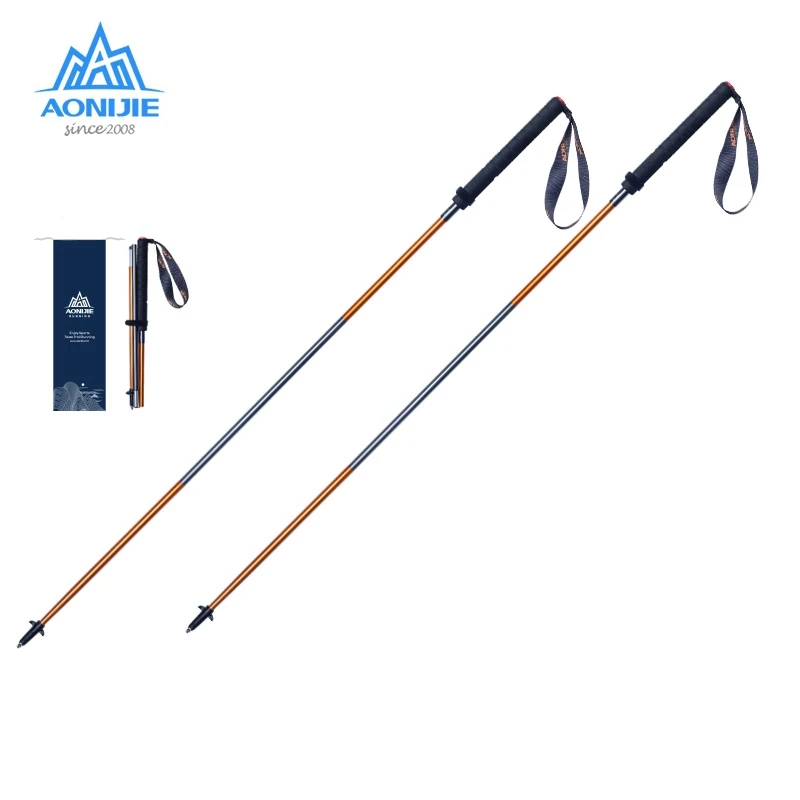 2Pcs/Pair AONIJIE Folding Walking Sticks Carbon Fiber Ultralight Quick Lock Trekking Poles For Hiking Trail Running  E4102 E4201