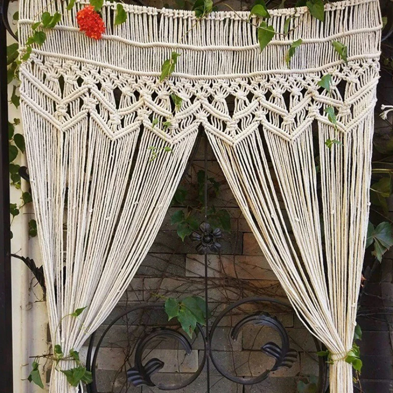 180x95cm Macrame Tapestry Cotton Woven Hand Woven Wedding Window Background Door Curtains For Room Tapestry Bohemian