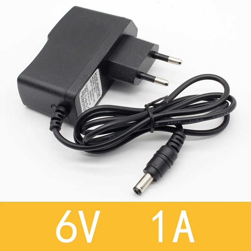 1PCS 6V1A New AC 100V-240V Converter Adapter DC 6V 1A 1000mA Power Supply EU Plug DC 5.5mm x 2.1mm