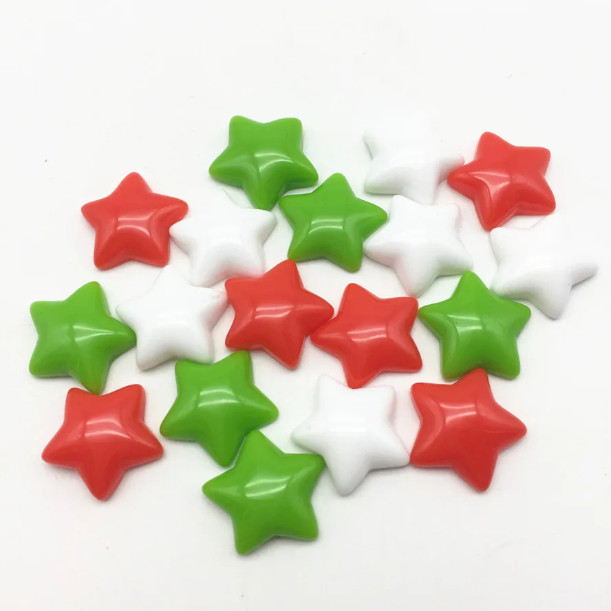 20pcs 16mm Resin 3D Chunky Star Flatbacks Cabochons Embellishments Scrapbooking Crafts DIY Cardmaking Pastels Christmas Multi