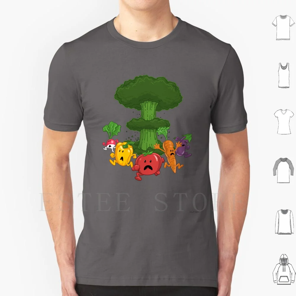 Veggiegeddon T Shirt Print Cotton Vegan Veggies Diet Nutrition Funny Food Tomatoes Peppers Carrots Peta Cartoon Fun Humor