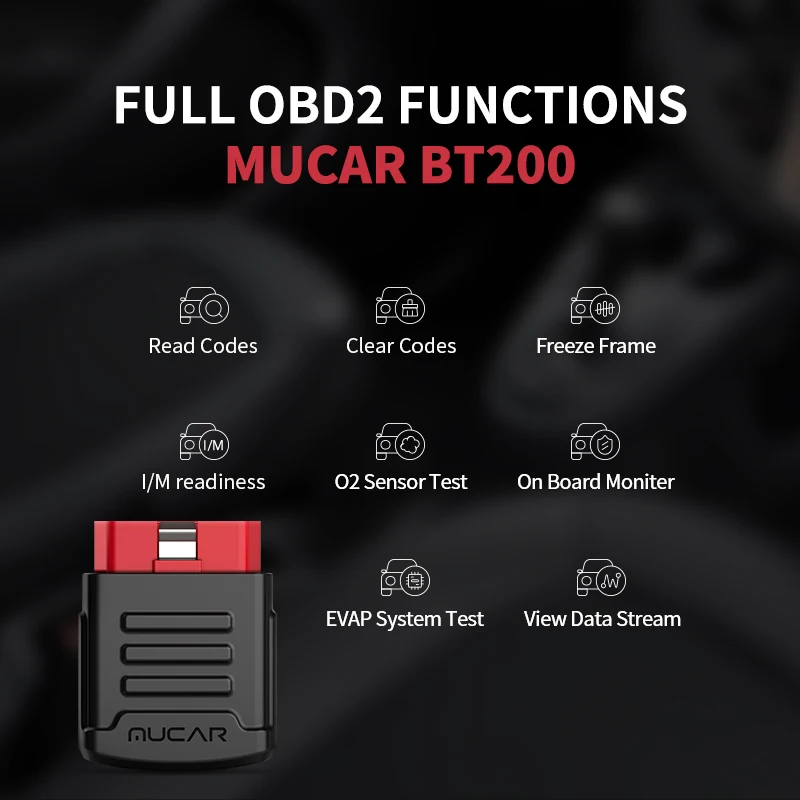 MUCAR BT200 Pro/BT200 Automotive OBD2 Scanner Full System Car Diagnostic Tool Bluetooth Obd 2 Oil SAS 15 Reset for All Car Scan