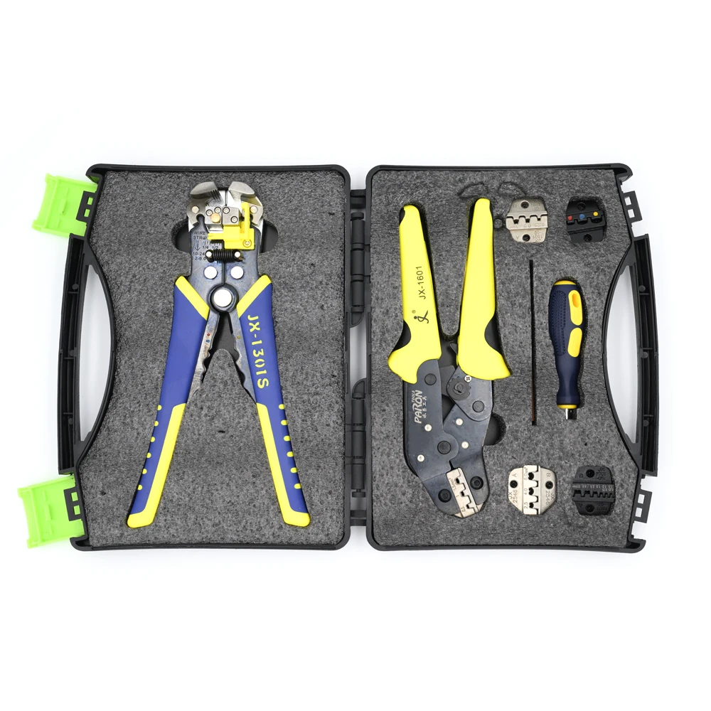 Kit de Pelacables de parón, alicates de engaste de Terminal de trinquete de ingeniería, herramientas de prensado de férula de arranque, pelacables