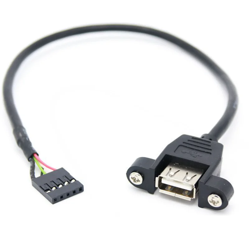 1.5m Hot selling 5pins female to USB A 2.0 female extension cable panel mounting screw ear hole baffle wire connector 2.54mm