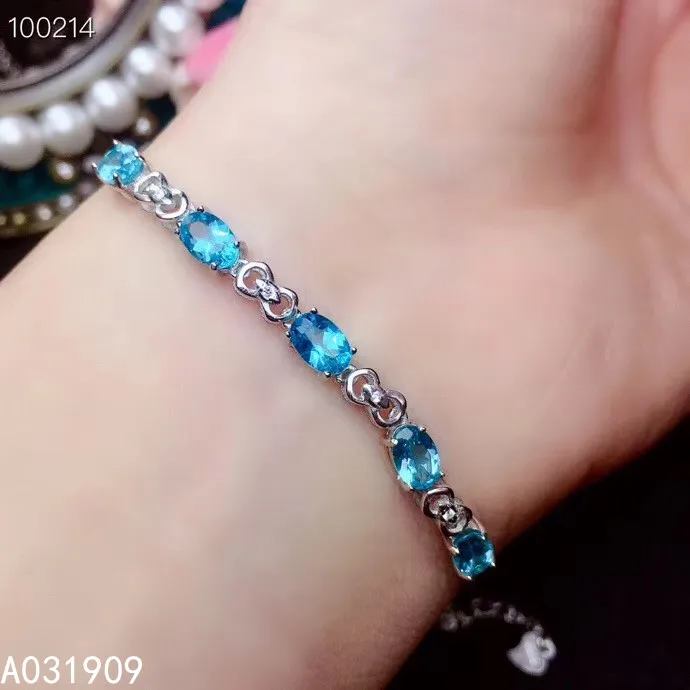 

KJJEAXCMY boutique jewelry 925 sterling silver inlaid Natural Blue topaz ladies bracelet support detection luxurious fashion