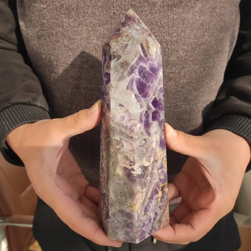 800-1kg  Natural Dream Amethyst Quartz Obelisk Crystal Wand Point Healing Fengshui for home decoration