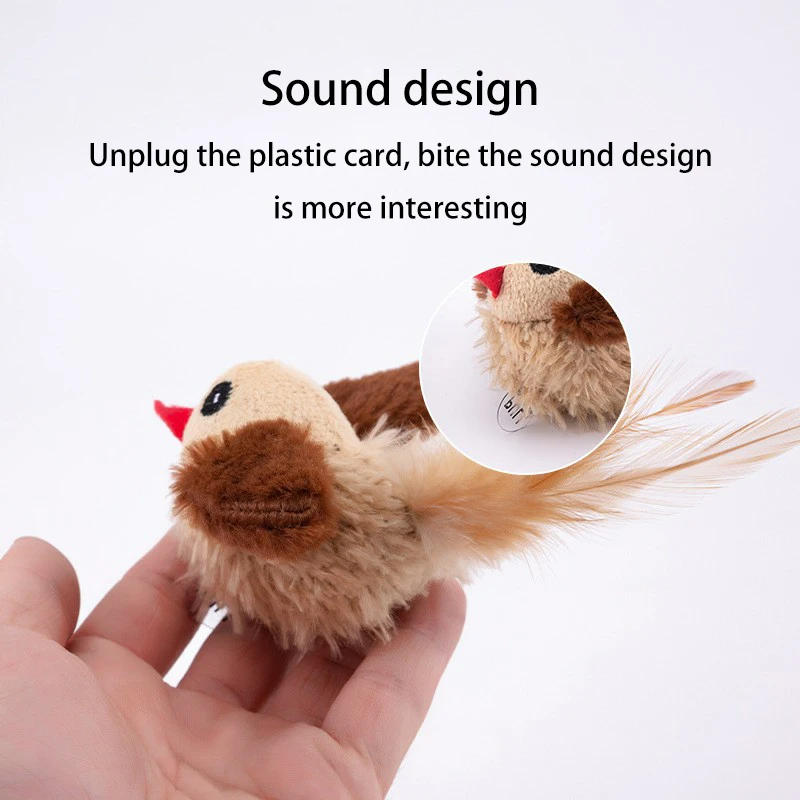 Bird Shape Toy For Cat Dog Feather Tail Electronic Sounding Bird Catnip  Strange Calling Cat Interactive Plush Toy