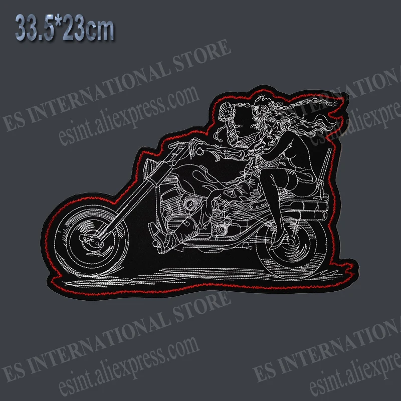 Huge Ride Free skull 13'' Inches Large Embroidery Patches for Jacket Back Vest Motorcycle Biker  For Sewing and Needlework