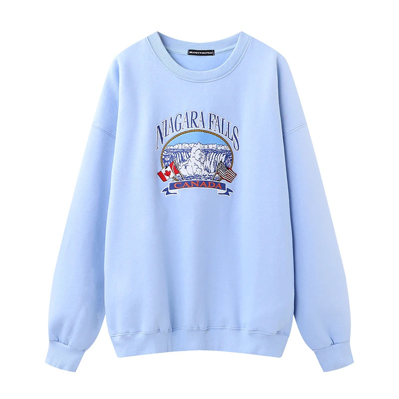 Oversize Girls Soft Cotton Sweatshirts 2022 Spring-Autumn Fashion Ladies Fleece Pullovers Vintage Women Embroidery Outerwear