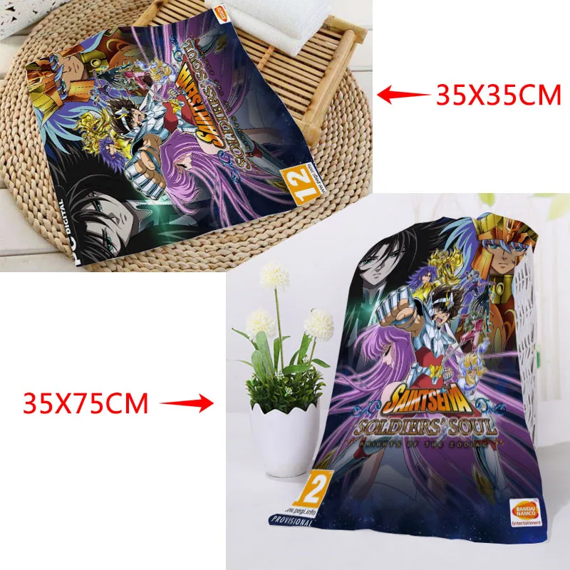 New Saint Seiya Towels Size 35x35cm 35x75cm Square rectangle Towels Printing Cotton Face Towel Fabric Custom logo