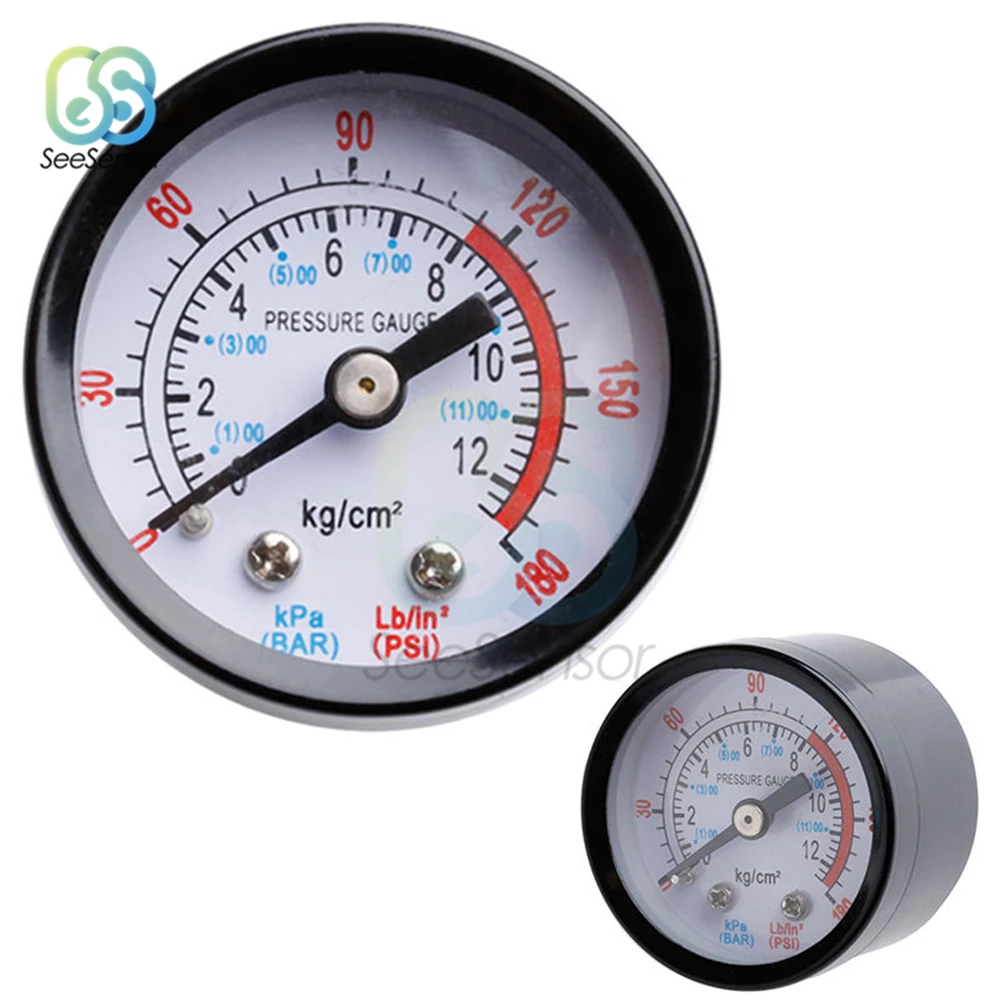 Bar Air Pressure Gauge 10mm 1/8 BSP 13mm 1/4 BSP Thread 0-180 PSI 0-12 Manometer Double Scale For Air Compressor