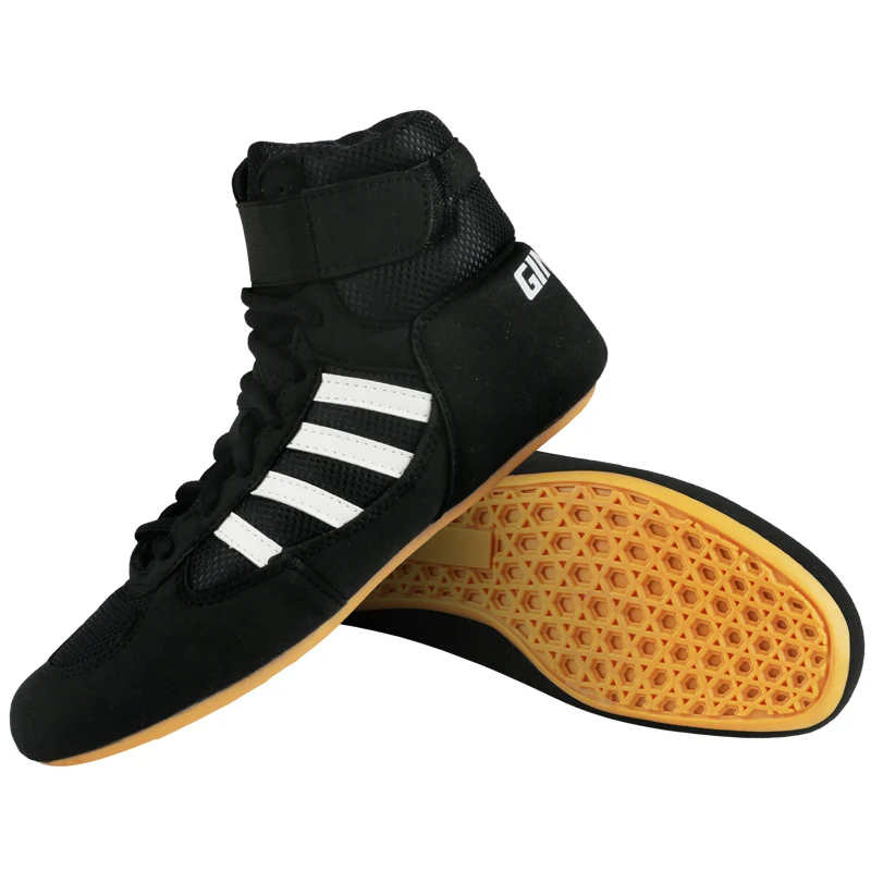 Light Weight Boxing Shoes Top Pro Competition Black Wrestling Boot MMA High Shoes Muay Thai Martial Arts Shoes Breathable Well