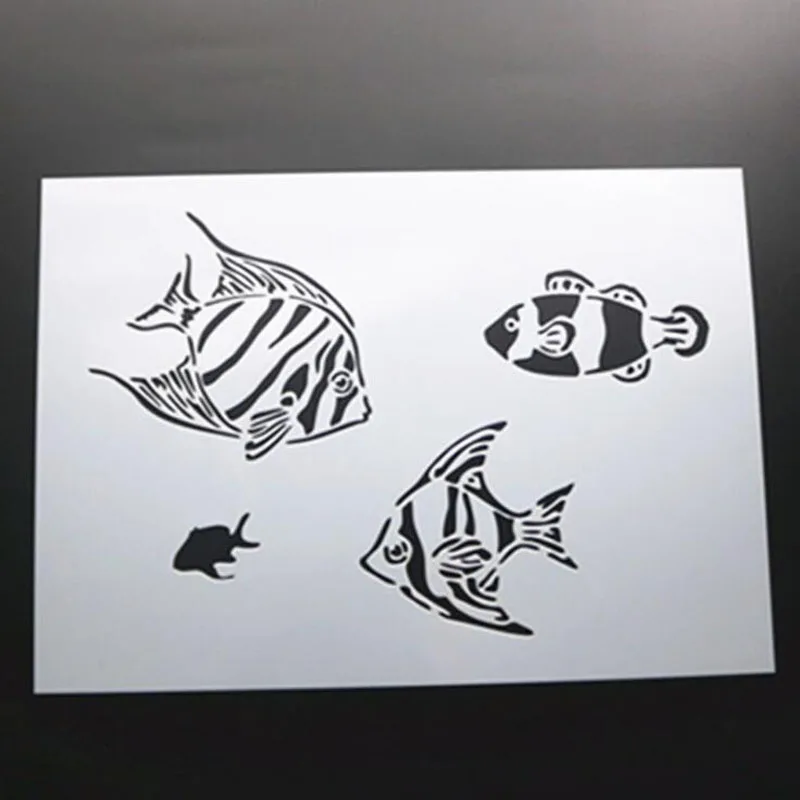 Small Fish Painting Template DIY Layering Stencils Painting Scrapbook Coloring Embossing Album Decorative Card Template Reusable