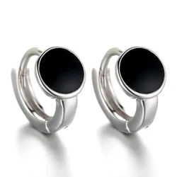 Women's Fashion Tiny Simple Style Hoop Earrings Small Black Point Mini Hoops Charming Earring Piercing Jewelry For Lady Girls
