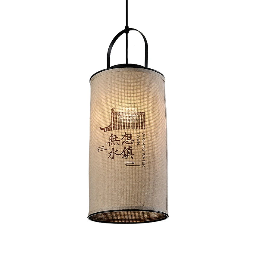 Zen-style Fabric Cylinder Pendant Lights Japanese Antique Round Dining Room Restaurant Hall Living Room Hanging Lights Lighting