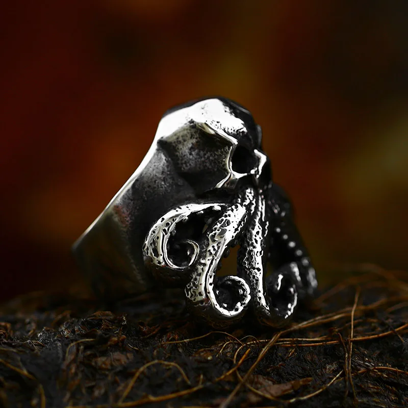 BEIER Stainless Steel Antique Fashion Men Rings Skull Octopus Gemstone Animal Retro Punk Gothic Biker Jewelry Wholesale