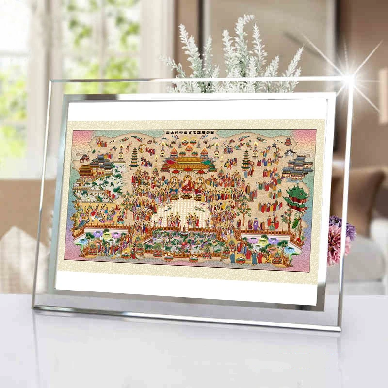 Western Blissful World Long Portrait Photo Paper, Plastic Packaging and Printing Buddha Picture Frame