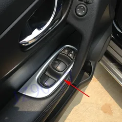 For Nissan Qashqai Interior 2014 2015 2016 2017 2018 Chrome Window Lift Switch Cover Trim Inside Armrest Frame Accessories