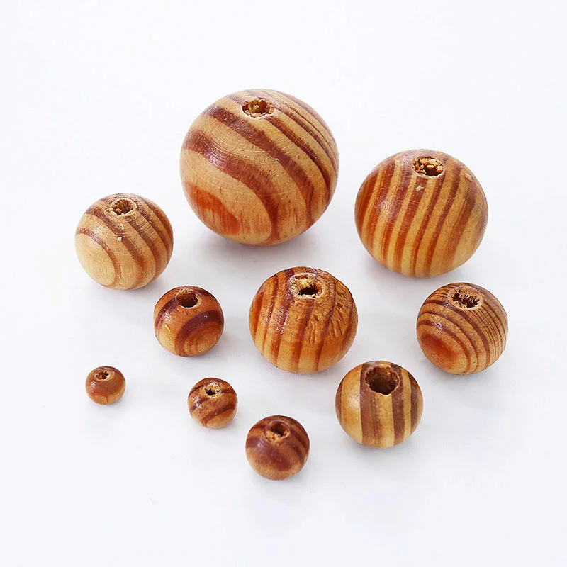 Straight Hole Pine Wood Beads Natural Eco-Friendly Spacer Loose Beads DIY Bracelet Necklace Making Crafts Jewelry Accessories